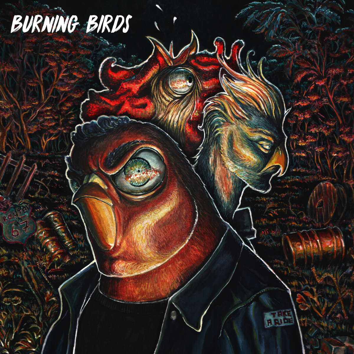 burning birds take a ride